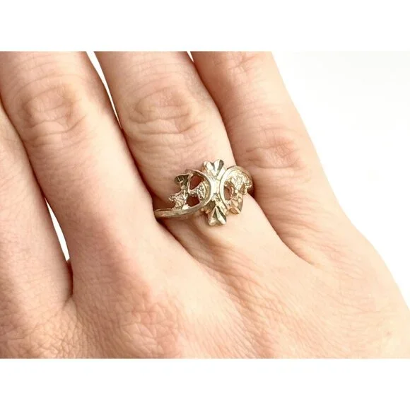 Multi Heart Shaped Carved Love Themed Sterling Silver 925 Vintage Ring - sz 6 - Picture 13 of 14